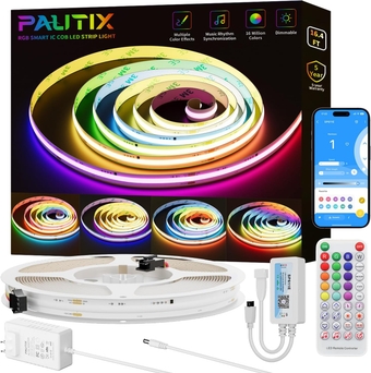 RGB Smart IC COB LED Strip Light Addressable 16.4ft/5m,UL-Listed 24V Color Flowing Strip Light Multicolor Flexible Tape Light Kit with APP Control/Music Mode,for TV,Bedroom,Party DIY Decoration