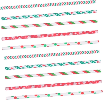 125pcs Christmas Paper Straws Red and Green Straw Milk Straw Christmas Beverage Straw Christmas Straws Festival Straw Disposable Paper Food Grade Kraft Paper Drinks Banquet