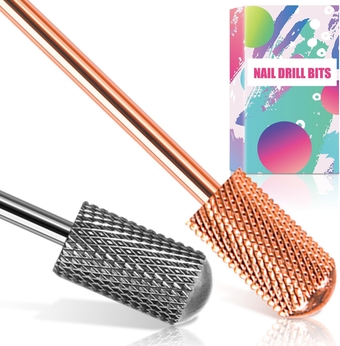 Nail Drill Bits, 2PCS Safety Bits for Nail Drill, Tungsten Carbide Bits, 3/32" Electric Drill Bits Set for Acrylic, Gel Nails, Large Barrel Fine Nail Bits for Salon Experienced