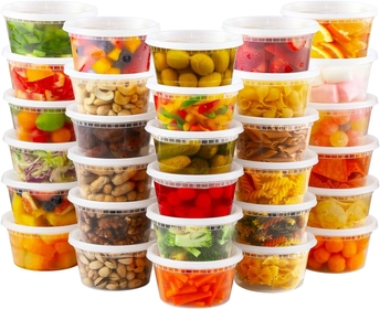 32 Sets 12 oz Plastic Deli Food Containers With Lids, Airtight Food Storage Containers, Freezer/Dishwasher/Microwave Safe, Soup Containers For Takeout Meal Prep Storage