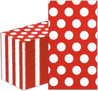 100 Pack Red and White Polka Dots Paper Guest Towel, Disposable Hand Towels Dinner Napkins Cocktail Picnic Napkins for Wedding Baby Shower Birthday Fall Thanksgiving Party Supply, 3-Ply