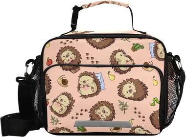 Kids Cute Lunch Bags Insulated Zipper Over 3 Years Old Tote Large Box for Children Womens Water-Resistant for Picnic School Office Work Cartoon Hedgehogs
