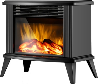 13" Height Mini Electric Fireplace Tabletop Portable Heater, 1500W, Black Metal Frame,Room Heater,Space Heater