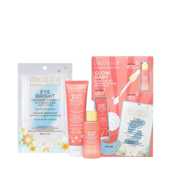 Beauty | Glow Baby Vitamin C Trial + Value Kit | 3-Piece Skin Care Gift Set | Travel Friendly | Brightening Face Serum, Face Wash/Cleanser, Under Eye Patches | Glycolic Acid, AHA | Vegan