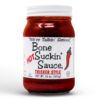 Sauce Hot Thicker Style BBQ Sauce - 16 oz in Glass Bottle, Hot Thick Barbecue Sauce For Ribs, Chicken, Pork, Fish, Beef - Gluten-Free, Non-GMO, Kosher, Sweetened w/ Honey & Molasses- 1 Pc