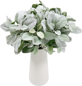 Artificial Lambs Ear Greenery Stem 12 Pcs Faux Greenery Flocked Lambs Ear Stems Bulk 14 inch Lambs Ear Picks Spray for Home Wedding Flower Arrangement
