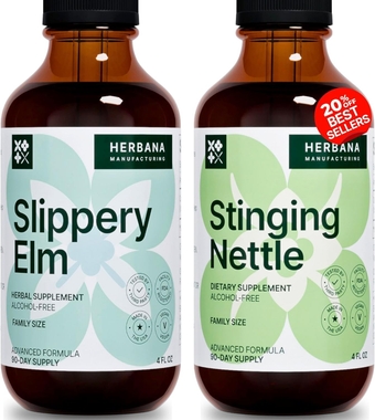 Slippery Elm Bark and Stinging Nettle Leaf and Root Liquid Extracts - High Potency Herbal Supplements - 4 Fl Oz (Pack of 2)