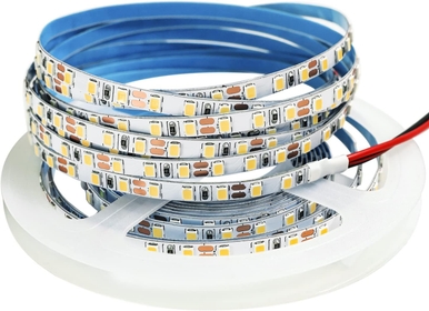 12V LED Strip Lights, 5mm Wide, 16.4 ft Total 600 LEDs Warm White 3000K Tape Lights LED Light Strip 2835 IP20 LED Rope Lights for Bedroom, Shelf, Kitchen Decoration