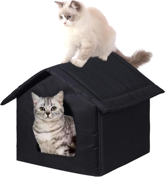 Cat Houses for Outdoor Cats Outdoor Houses for Feral Cats Dogs Cat House Cat Houses for Indoor Cats (Black cat House, Medium-Houses)