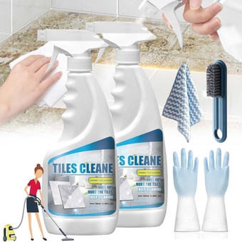 Tile Grout Cleaner Sprayer, Splash Toilet Cleaner, Stone Stain Remover Cleaner, Marble Stone Cleaner Polishes, Multi-purpose Cleaner for Kitchen & Bathroom (2PCS)