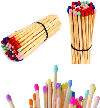 100Pcs 2.5'' Decorative Rainbow Matches, Premium Fancy Long Wooden Safety Matches for Candles, Safety Matches for Lighting Candles with Match Striker, Long Wooden Matchsticks for Home Décor