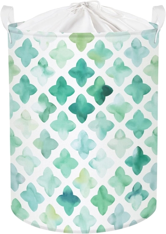 45L St Patrick's Day Laundry Basket Shamrock Baby Hamper with Drawstring Collapsible Green Clover Storage Basket for Clothes