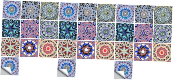 30 Pcs Simulated Tile Stickers Floor Pops Fireplace Tile Stickers Vinyl Tile Backsplash Linoleum Flooring Vintage Stickers Floor Tiles Peel and Stick 3D Wallpaper PVC Household