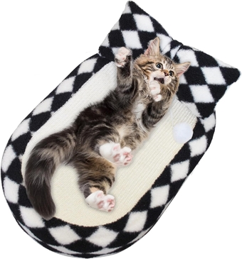 Cat Scratcher Bed 3 in 1 Sisal Cat Scratching Board for Indoor Oval Cat Scratch Pad Durable Scratching Lounge Bed Round Bowl with Toy Balls for Cats Kitten Puppy (24"x15.7"x3.5")