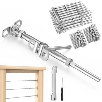 1/8" Cable Railing Hardware, 20 Pack Adjustable Angle 1/8" Cable Railing Kit for Wood Posts, Stair Cable Railing, Angle Cable Railing System, T316 Stainless Steel Railing Cable Kits