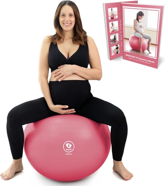 Birthing Ball - Pregnancy Yoga Labor & Exercise Ball & Book Set Trimester Targeting, Maternity Physio, Birth & Recovery Plan Included Anti Burst Eco Friendly