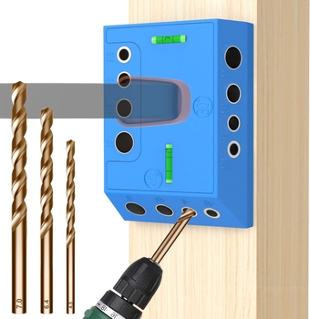 Upgraded Drill Guide 30 45 90 Degree Angle Drill Hole Guide Jig with 3 Drill Bits for Angled Straight Hole, Installation for Cable Railing Deck Stair Railing Lag Screw Kit Cable Wood Post DG02