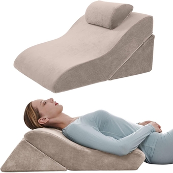 Bed Wedge Pillow Set Foam | Adjustable Pillows for Back, Leg and Knee Pain Relief | Post Surgery Ortho Pillow – Anti Snoring, Heartburn, Acid Reflux & GERD- Brown