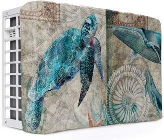 Air Conditioner Cover AC Cover Ocean Seahorse Turtle Whale Octups Indoor Window Air Conditioner Covers Adjustable AC Covers for Inside Double Insulation 25x18x3.5 Inch