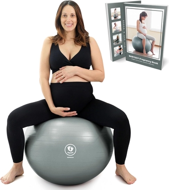 Birthing Ball - Pregnancy Yoga Labor & Exercise Ball & Book Set Trimester Targeting, Maternity Physio, Birth & Recovery Plan Included Anti Burst Eco Friendly