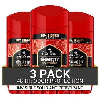 Antiperspirant and Deodorant for Men, Invisible Solid, Swagger Scent, 3.4 oz (Pack of 3)