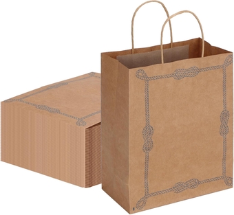 Brown Paper Bags 50Pcs 8x5.9x3 Inch Gift Bags, Brown Kraft Paper Bags, Gift Bags with Handles Bulk, Retail Bags, Party Bags, Paper Shopping Bags, Favor Bags