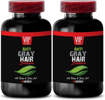 Pure Biotin Powder - Gray Hair Solution - Anti gray hair formula, gray hair pills, gray hair solution, anti gray hair supplement, gray hair supplement to reverse, gray hair reverse - 2B 120 Caps