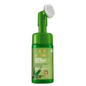WOW Skin Science Aloe Vera Exfoliating Face Wash w/Soft Brush, Foaming Facial Cleanser For All Skin Types, Acne Face Wash for Women, Facial Skin Care Products, Men's Face Wash Facial Scrub (100ml)