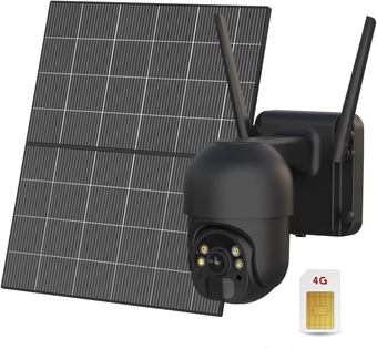 Cellular Security Camera[24/7 Records],No WiFi Security Camera,4G Solar Camera with 20W Solar&20000mAH Battery,PTZ 360°View,Two Way Audio,Local SD/Cloud, Night Vision,PIR Motion