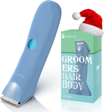 Pubic Hair Trimmer for Men, Bikini Trimmer Women, Electric Groin & Body Shaver IPX7 Waterproof Wet/Dry, Body Groomer for Manscaping, Male Razor USB-C Charging, No Nicks, No Cuts, LED Light