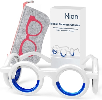Motion Sickness Glasses, Car Sickness Glasses,Relieve Carsickness Airsickness Seasickness Glasses,Ultra-Light Portable Anti Nausea Vertigo Glasses, No Lens Liquid Glasses for Unisex (Red)