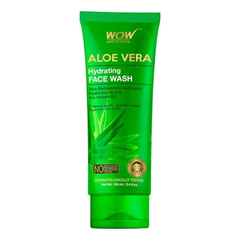 WOW Aloe Vera Face Wash - Hydrating Facial Cleanser & Pore Minimizer to Clear Pores on Oily, Dry & Sensitive  - Helps Reduce Excess Oil & Acne w/Exfoliating Nutrients - Men, Women & Teen - 100ml