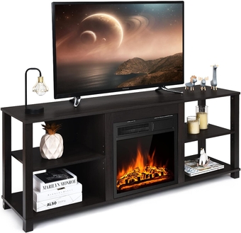 Fireplace TV Stand for 65 inches TV, with 18 inches 1500W Recessed Electric Fireplace with 7 Flame Setting & Remote Control,Faux Fireplace TV Stand