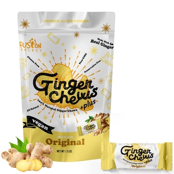 Original Ginger Chews - Sweet Soft Candied Delights From Indonesia - Promotes Relief From Morning Sickness, Upset Stomach - Made from Real Ginger Root, Non-GMO, Vegan Candy