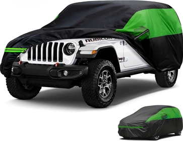Car Cover Custom Fits for Jeep Wrangler 2 Door JK JL TJ YJ CJ Sport/Sahara/Rubicon Waterproof All Weather, Full Exterior Cover Outdoor Snow Sun Uv Protection