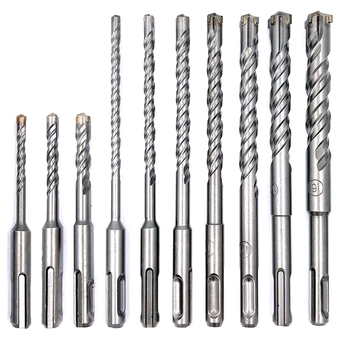 10 Pieces Carbide-Tipped SDS-Plus Rotary Hammer Drill Bit Set for Concrete，Brick,Block,Stone,Masonry