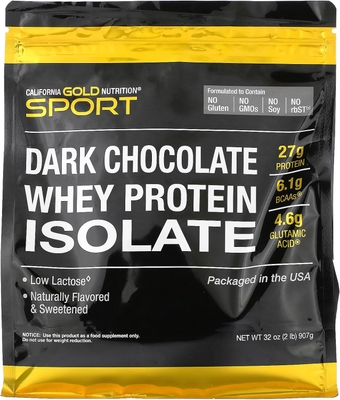 California Gold Nutrition Sport - Dark Chocolate Whey Protein Isolate, 2 lbs (907 g)