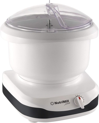 NutriMill Artiste Kitchen Electric Stand Mixer 500 Watt 6.5 Quart Bowl with Dough Hook & Wire Whips (Black Trim)