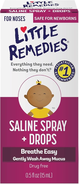 Saline Spray/Drops | 0.5 oz | Pack of 1 | For Noses to Breathe Easily | Gently Wash Away Mucus | Newborn Safe