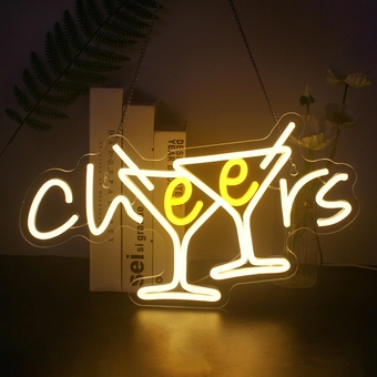 WX&YH Cheers Neon Sign - Cocktails Bar Led Sign 10 Dimmable Cheers Neon Signs for Wall Decor, Cocktails Glass Neon Lights Signs for Home Pub Party Club Restaurant Shop Bar Lights Decor Gifts
