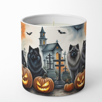 DAC2045CDL Keeshond Spooky Halloween Decorative Soy Candle Nature Soy Wax Essential Oil Home Decor Ideal for Bedroom Kitchen Bath Office Gift, 10 oz