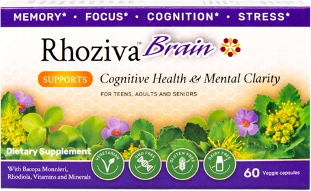 Brain Supplement. Memory, Focus, Cognitive Health, Concentration Support & Natural Stress Relief. Bacopa Monnieri, Rhodiola Rosea, Biotin. Nootropic. 60 Capsules (Pack of 1)