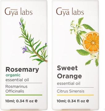 Organic Rosemary Essential Oil for Hair Growth & Orange Essential Oil for Diffuser Set - 100% Pure Therapeutic Grade Essential Oils Set - 2x10ml -