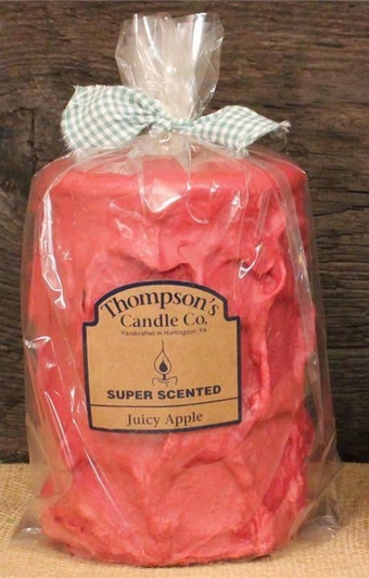 Thompson's Candle Co Super Scented Large (40 oz) Pillar Burns 200 Hr "Juicy Apple"