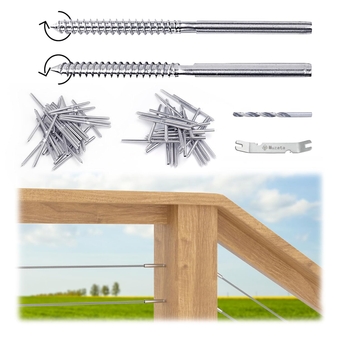 60Pack 1/8" Swage Lag Screws Left & Right Cable Railing Hardware Kit Handed Thread for Wood Post T316 Stainless Steel Stair Deck WoodBudget System 30 Pairs CK17