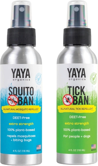 Organics Tick Ban + Squito Ban Duo Pack | All Natural Tick Repellent and Mosquito Spray Made with Essential Oils, Deet-Free | 2 4oz Spray Bottles