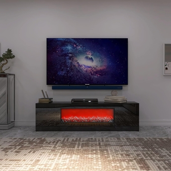 Electric Fireplace TV Stand Tv Stands for Living Room with Fireplace Entertainment Center with Fireplace Electric Fireplace TV Stand with Insert Fireplace Black Particle Board