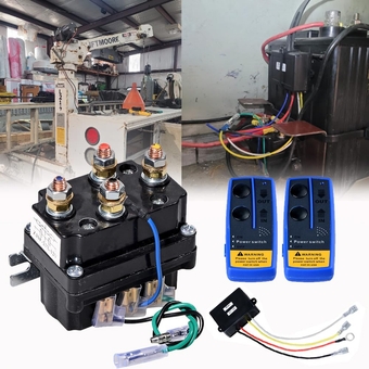 12V 250A Winch Solenoid Contactor Relay for 2000lbs-5500lbs ATV UTV Winches Replacement for ATV UTV Boat 4x4 Vehicles with 2X Twin Wireless Remote Control Kit Max. 150ft