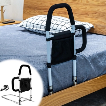 Bed Rail for Elderly Adults Seniors Guard for Seniors Assist Rail Safety Bed Rails for Bed with Double Grab Bars & Fall Prevention Guard & Storage Pocket fits King,Queen,Full,Twin (Black 1)
