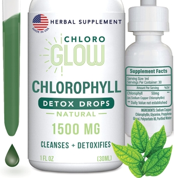 Liquid Chlorophyll Oxygen Drops 1500mg | Energy Supplement and Immune Support, Natural Detox, Altitude Sickness Prevention and Body Deodorizing Supplement 30ml